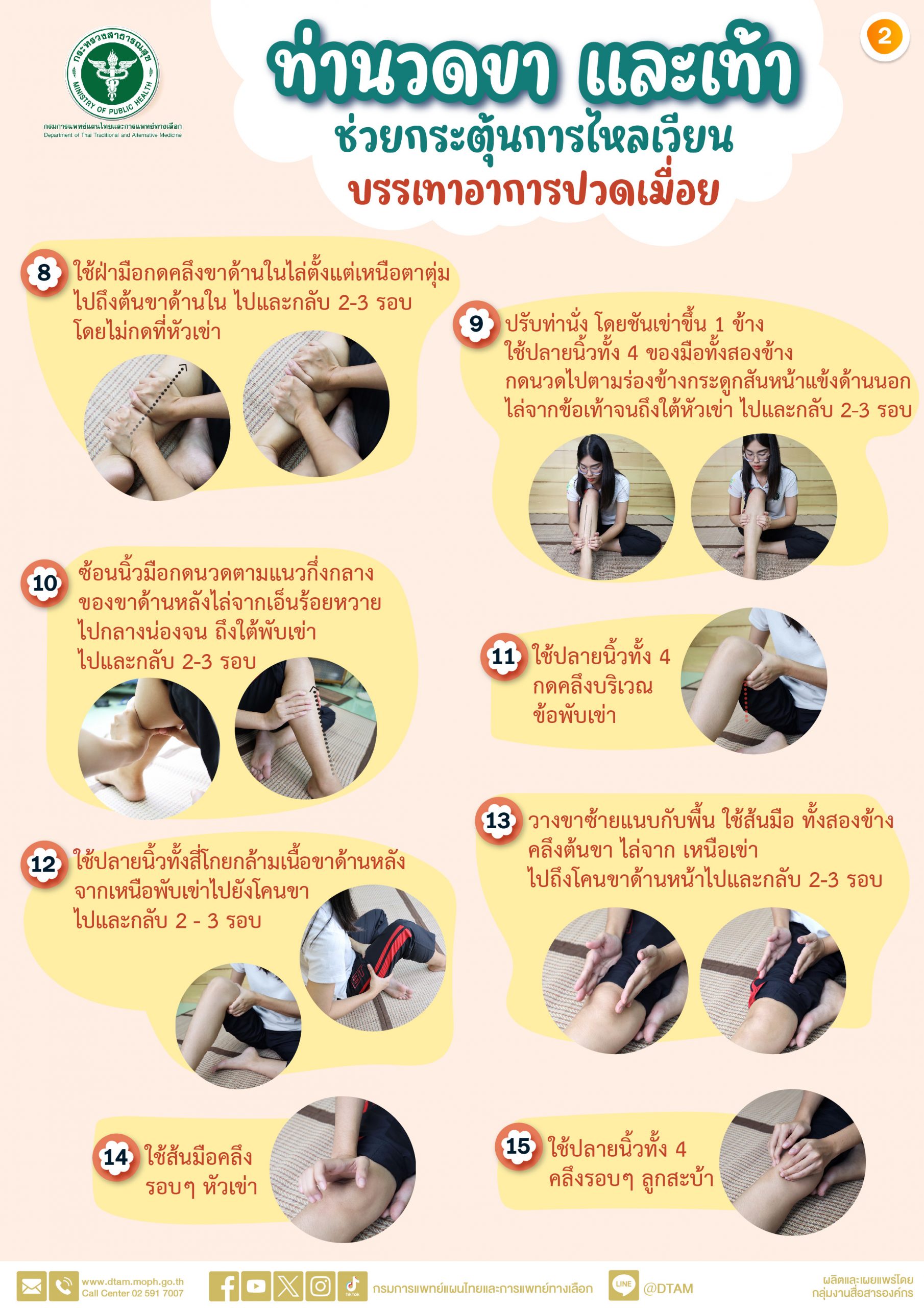 ท่านวดขา และเท้า ช่วยกระตุ้นการไหลเวียน บรรเทาอาการปวดเมื่อย