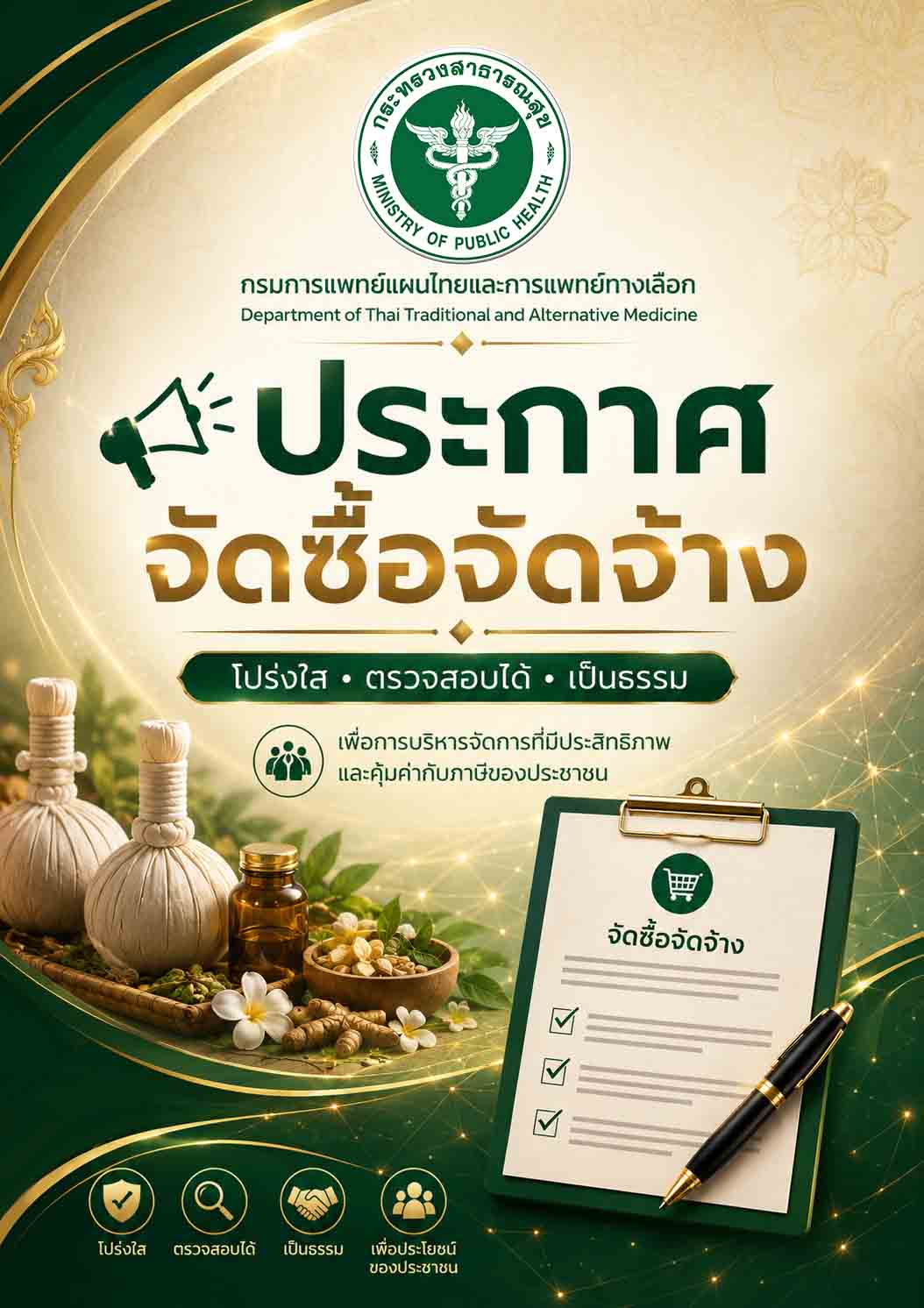 ประกาสผู้ชนะการเสนอราคา จ้างที่ปรึกษาจัดทำข้อกำหนดมาตรฐานยาแผนไทย ตำรับยาผสมเพชรสังฆาต สูตรที่ 2 เป็นเงิน 740,000 บาท